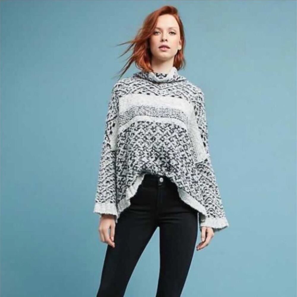 Anthropologie Moth Solita Oversized Wool Linen Alpaca Funnel Neck Sweater Medium